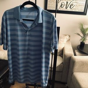 Nike Golf Shirt - Blue and White Stripes - Size Lg